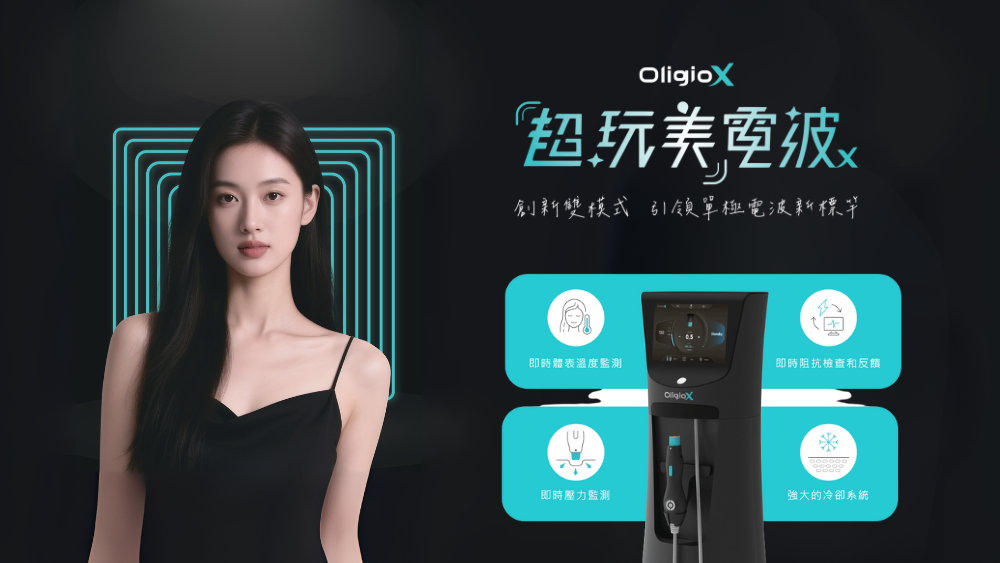 OligioX超玩美電波具有皮膚溫度和阻抗監測功能。